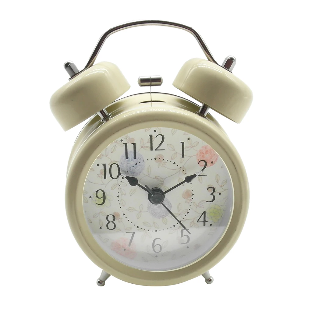Classic Retro Twin Bell Silent Non-ticking Sweep Quartz Movement Loud Alarm Clock with Night Light for Bedroom Bedside Office