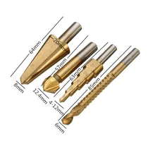 Best 4PCS HSS Titanium Woodworking Umbrella Drill Bit Step Cone Drilling New Arrival Coated Saw Hole Reamer Chamfer Cutter Bit Best 4PCS HSS Titanium Woodworking Umbrella Drill Bit Step Cone Drilling New Arrival Coated Saw Hole Reamer Chamfer Cutter Bit
