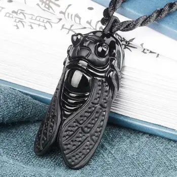 

Obsidian Crystal Palm Fortuna pendant Men and women fashion black stone jewelry