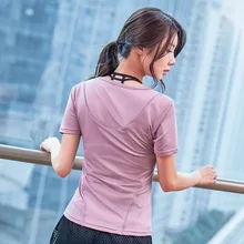 Женская рубашка для йоги для фитнеса, бега, занятий спортом, футболки для спортзала, быстросохнущие дышащие упражнения с короткими рукавами, топы, дизайн