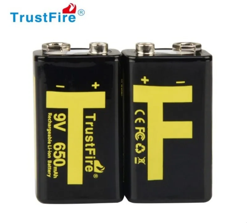 TrustFire 2 шт. 650 мАч 6F22 9 В литий ионная аккумуляторная батарея с 1000 циклом для