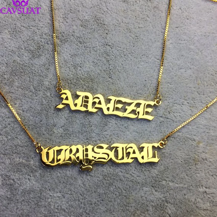 Old English Name Necklace Christmas Gift Gold necklace Gothic Name Necklace Name necklace Personalized Jewelry Black Friday Sale