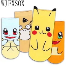 4 пары милый покемон 3D печатных женский носки, носки отдыха Пикачу хлопок Смешные носки craft подарок Calcetines Повседневное носки