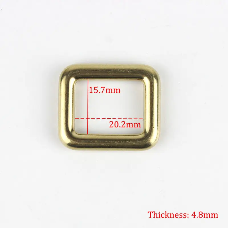 Solid brass square ring buckles cast seamless rectangle rings leather craft bag strap buckle garment belt luggage purse DIY