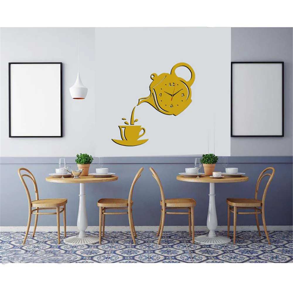 DIY настенные часы зеркальный эффект электронные домашний декор подарки форма