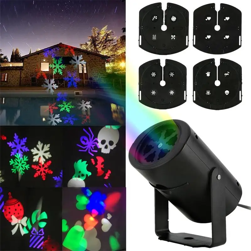 Mini Snow Laser Projector Lamps Snowflake LED Stage Light For Christmas