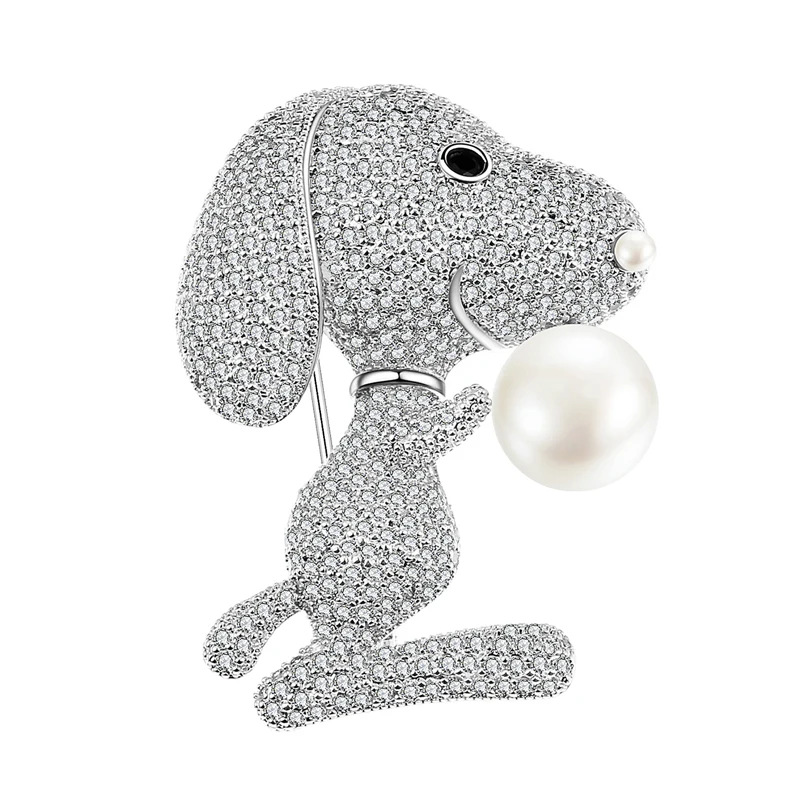

Vintage Rhinestone Cartoon Dog Brooch Pin Accessory Lovely Design Shiny Crystals Beautiful Silver Animal Brooches Lapel Pin