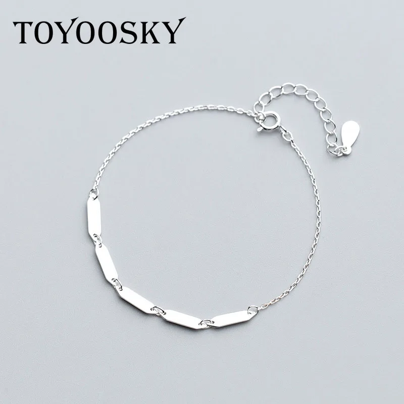 

100% Real 925 Sterling Silver Bracelet Jewelry Fashion Rectangular Bracelet Temperament Personality Geometric Hand Jewelry