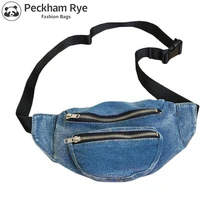 2 кармана на молнии, джинсовая женская поясная сумка для женщин, джинсовые поясные сумки для девочек, джинсовая нагрудная сумка для путешествий, кошелек для денег, телефона