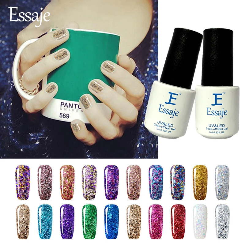 Essaje Long lasting Blinking UV Gel Polish 7ml Diamond Glitter Candy 20