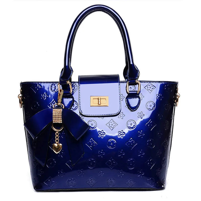 

Korean Style Women’s Patent Leather Single Shoulder Bags Bow Decoration Crossbody Bags For Girls Embossing Button Cover Females