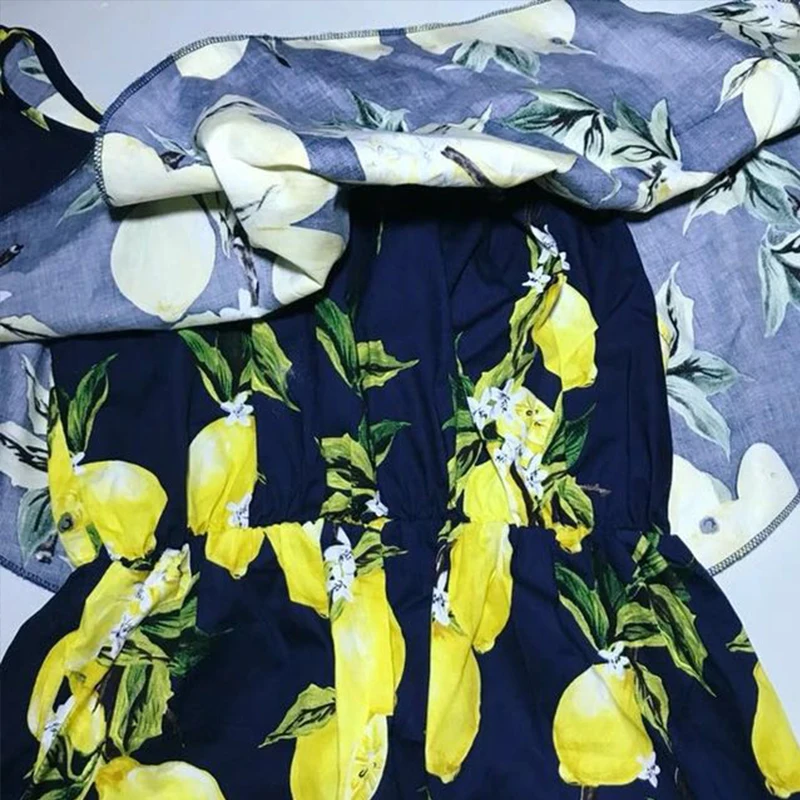Лимонное платье Vestidos De праздничные платья с короткими рукавами принтом лимона А