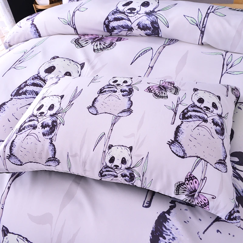 ZEIMON 3 шт. спальный набор с одеялом животные пододеяльник наволочка олень Фламинго панда Леопард Кот павлин печатных постельное белье