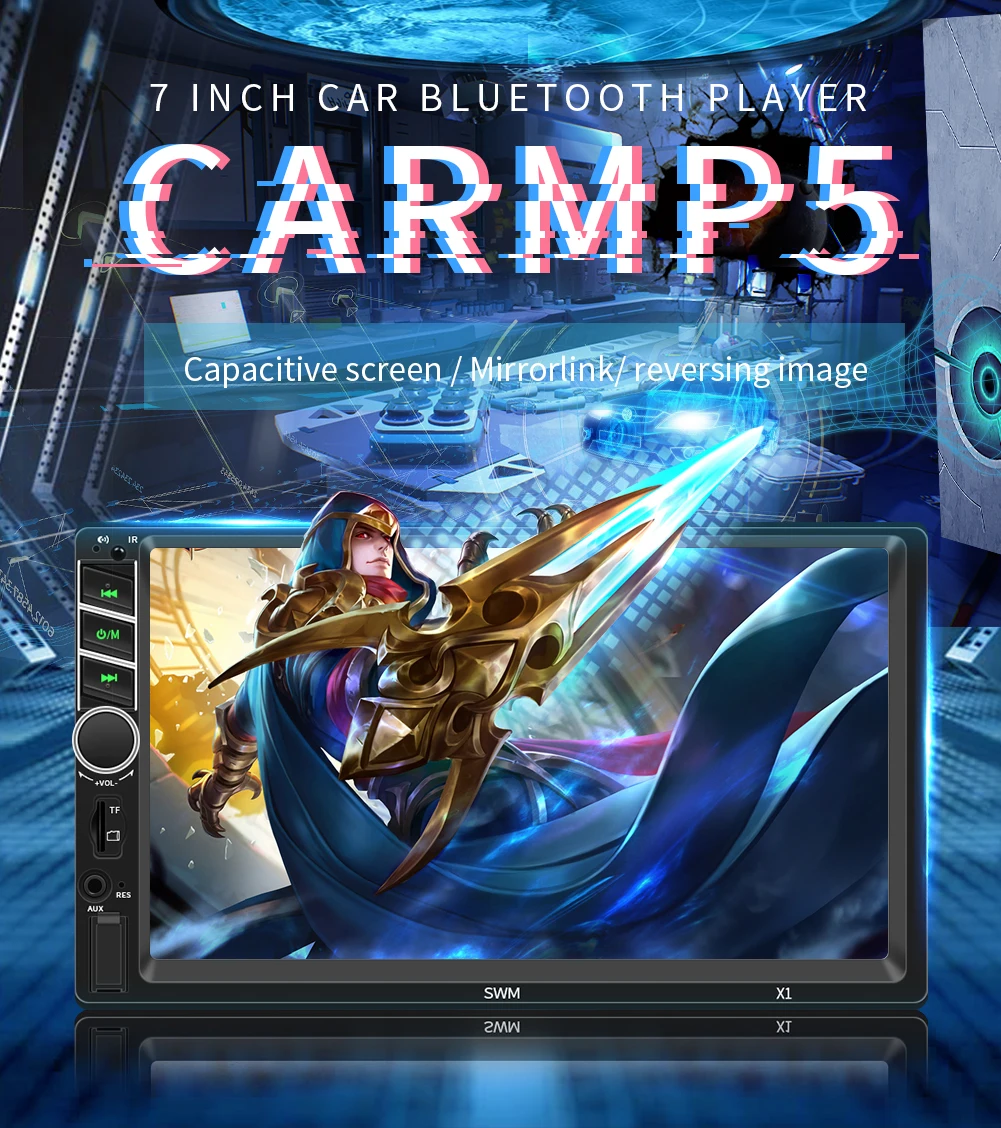 

7" 12V HD Touch Screen Bluetooth Car MP4 MP5 Player Video Audio FM Radio Rearview Camera Phone Connect Car Displayer Handsfree