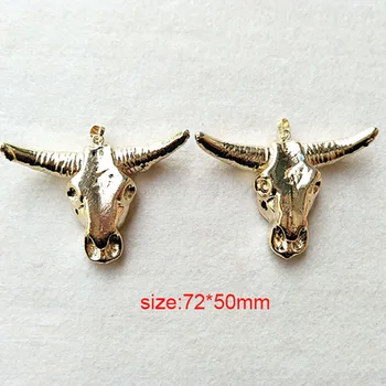 

Wholesale 5pcs horn cattle Tau bone Pendant With Full Gold color , ox head Charms for DIY jewelry necklace making PD179