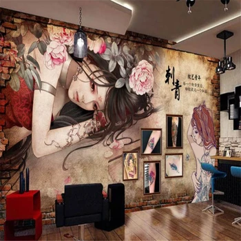 

beibehang Custom mural wallpaper wall colorful personality tattoo tattoo beauty photo decoration bar background papel de parede