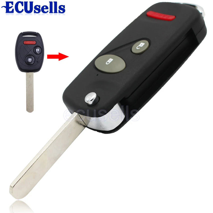

2+1 BUTTONS Modified folding Flip Remote Key Case Shell for Honda Accord Civic CR-V Element Pilot 3 button