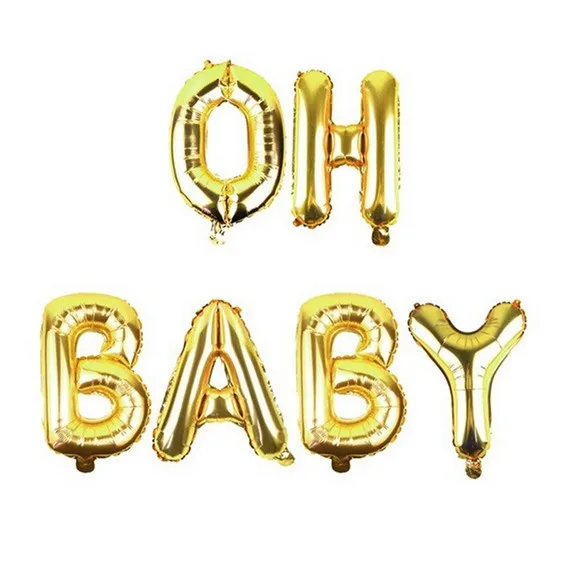 16 дюймов розовое золото серебро Oh Детские воздушные шары с буквой баннер для крещение новорожденного пол раскрыть вечерние украшения
