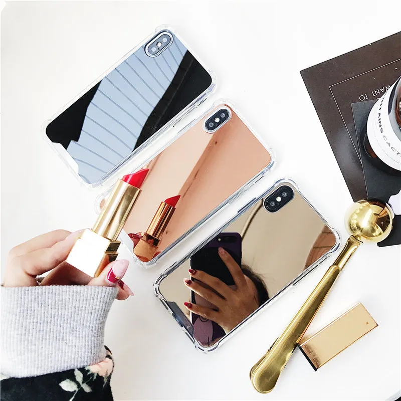 

Mirror Phone Case For iphone 7 8 XS Max 6S 6 Plus X XR Cute Soft TPU Shockproof Cover For Samsung Note 9 Note 8 S8 S9 Plus Case
