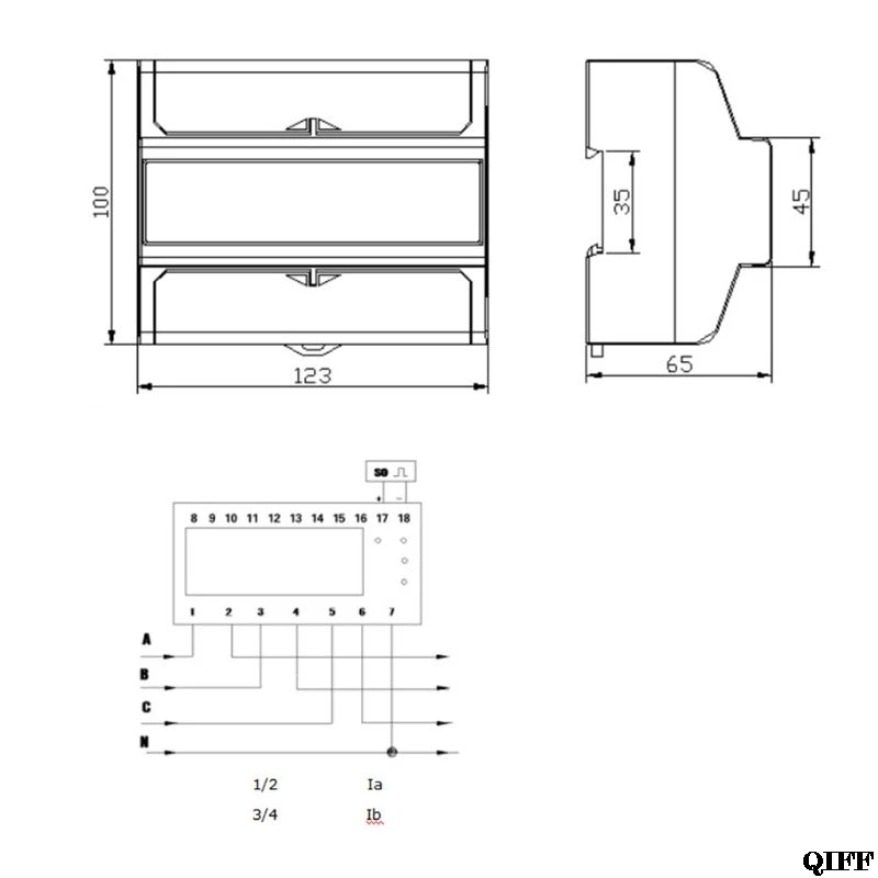 3 Phase 4 Wire Electric LCD Display Digital Energy Meter Calibrated For DIN Rail Power Meters 50/60HZ Jun17