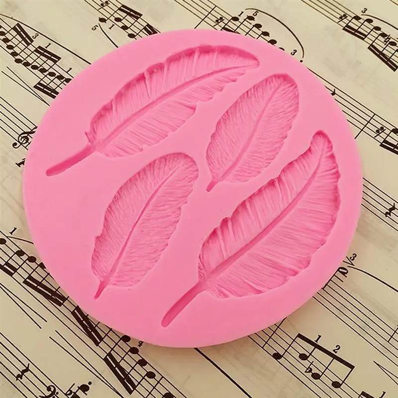 Leaves Feather Shaped 3D Reverse Sugar Molding Fondant Cake Silicone Mold For Fimo Polymer Clay Molds Decoration Tools (6)