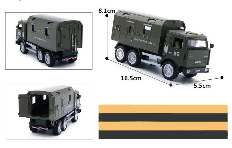 Модель автомобиля из 1:50 сплава, высокая симуляция военного грузовика, металлические отливки, музыкальная и мигающая модель игрушечного автомобиля