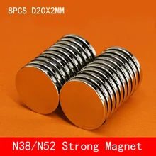 8pcs 20mm x 2mm Disc Rare Earth Neodymium strong Magnets 20*2 N38 N52 Craft Model Permanent magnet Circular magenet 20mm*2mm
