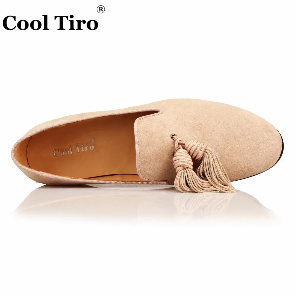 Tassel Men Loafers Beige Suede SLIPPERS (10)