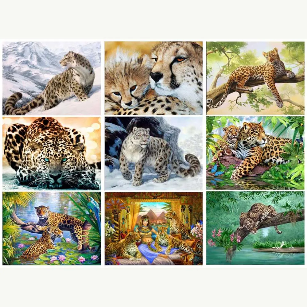 DIY 5D алмазная живопись Алмазная вышивка леопард Гепард зверь картина Стразы мозаичные рисунки джунгли животные картина