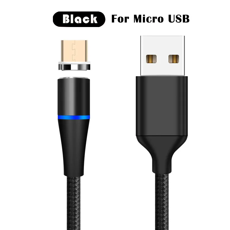 3A Быстрая зарядка Micro USB Магнитный кабель зарядное устройство Тип C Android Магнитный кабель передачи данных телефона провод шнур для iPhone 6 7 samsung Xiaomi - Цвет: Black for Micro USB