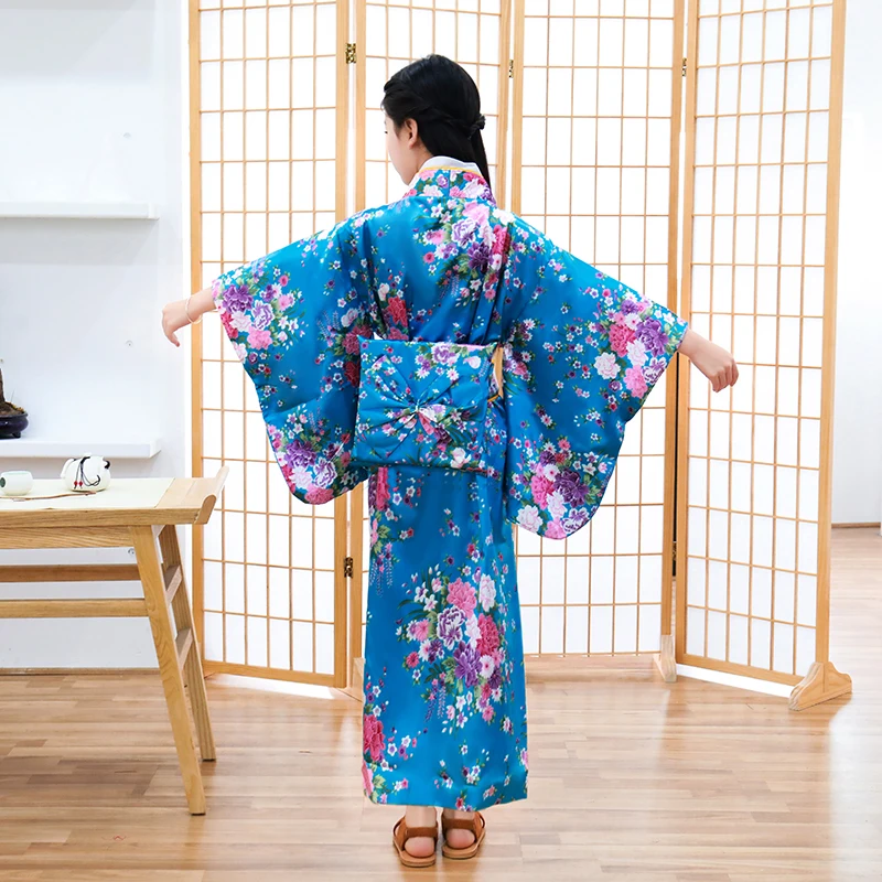 Детская Новинка косплей платье с цветочным узором Японская девочка с принтом кимоно платье Дети Винтаж юката детские танцевальные костюмы для девочек