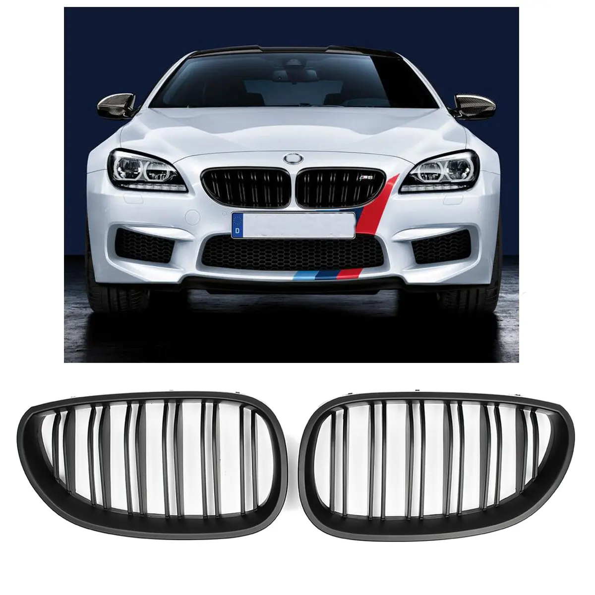 Pair New Matte Black Front Grill Grille Kidney For BMW E60 E61 5 Series M5 2003 2004 2005 2006 2007 2008 2009 Car Accessories Pair New Matte Black Front Grill Grille Kidney For BMW E60 E61 5 Series M5 2003 2004 2005 2006 2007 2008 2009 Car Accessories
