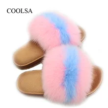COOLSA Women's Summer Genuine Fox Fur Slippers PVC Flat Indoor Non-slip Slippers Women's Indoor Home Slippers Furry Slippers Hot COOLSA Women's Summer Genuine Fox Fur Slippers PVC Flat Indoor Non-slip Slippers Women's Indoor Home Slippers Furry Slippers Hot