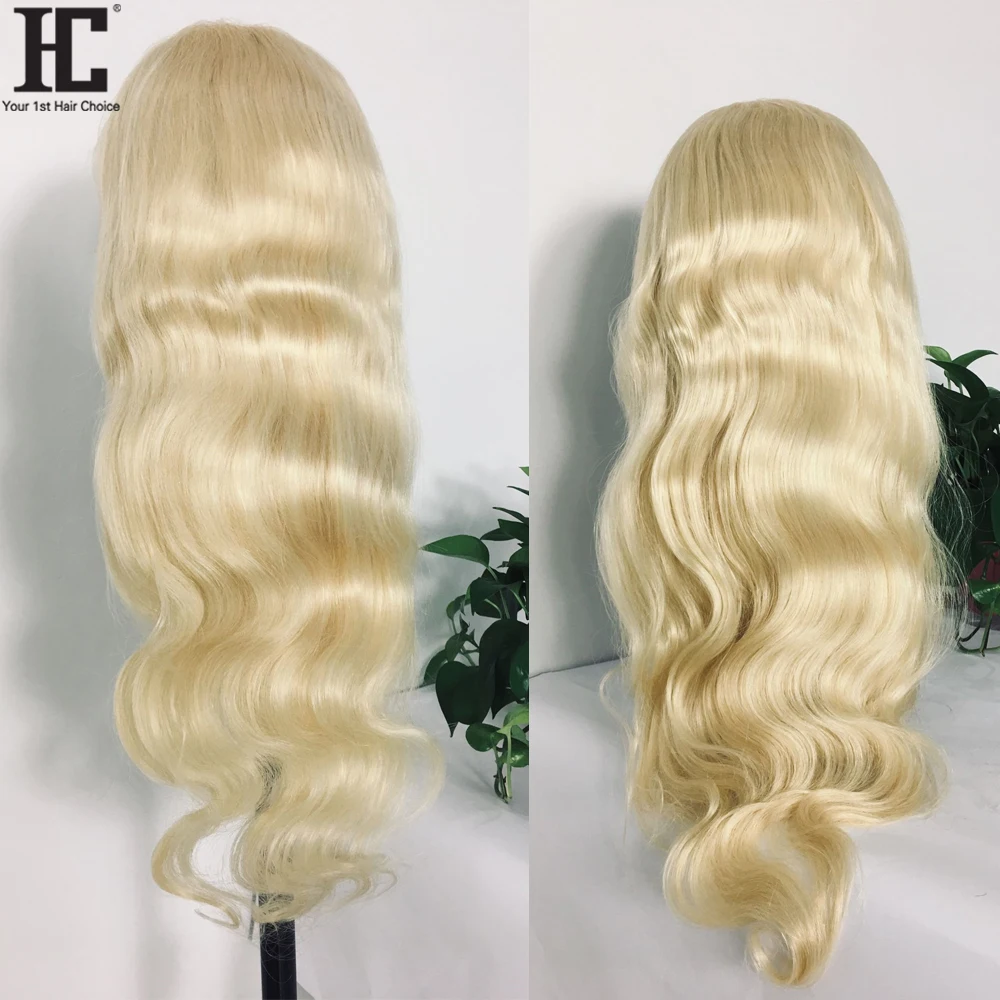 Парик 613 блонд на сетке спереди средняя часть Бразильская волна Remy без клея 13x1