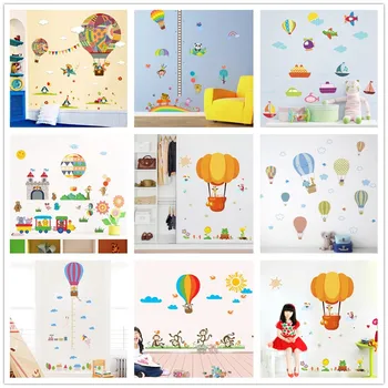 

% Colorful Hot Air Balloon animal Giraffe Nursery Room wall sticker for Kids Rooms children 's room cartoon Wall Decals Mural