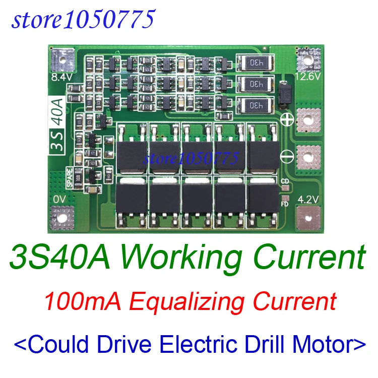 3S40A литий-ионная батарея зарядное устройство защита BMS плата привод дрель мотор 11,1 В 12,6 в модуль с балансом сбалансированной зарядки