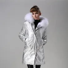 Серебряная Роскошная модная женская зимняя длинная стильная шуба, белая ветрозащитная верхняя одежда с настоящим воротником, пальто mr and mrs