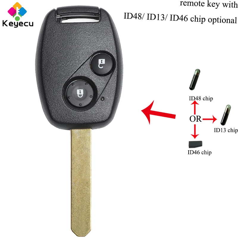 

KEYECU Replacement Remote Car Key - 2 Buttons& 315MHz& ID48/ ID46/ ID13 Chip - FOB for Honda Accord Fit Civic Odyssey 2005-2007
