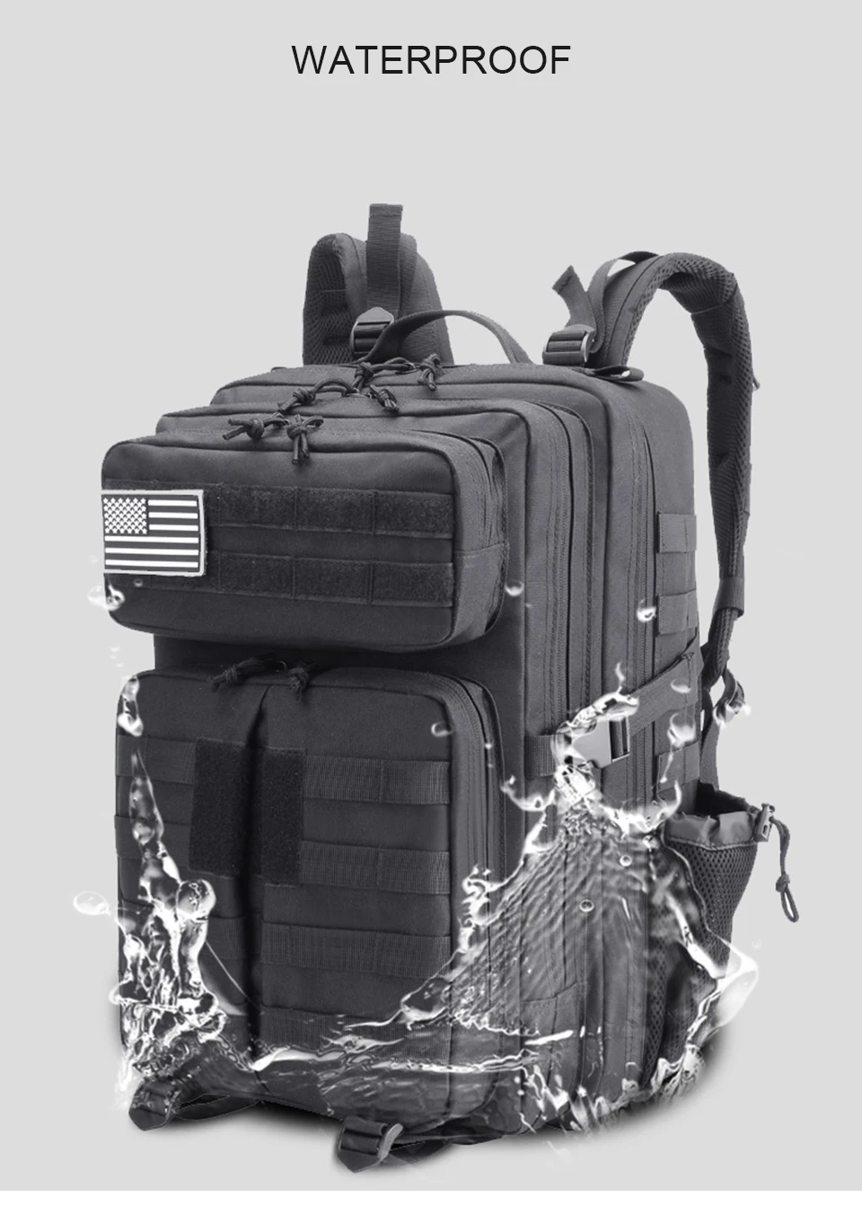 45L Outdoor Sports Tactical Backpack Military Backpacks Army Rucksack Men Waterproof Backpacking Large Capacity Travel Bag Pack (5)