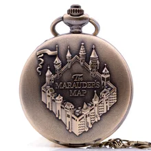 Прямая винтажные антикварные Мародеры Карта кварцевые карманные часы Аналоговые кулон ожерелье мужские и женские бронзовые Regarder подарок