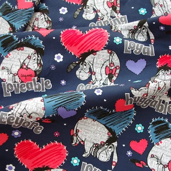

Cotton Woven Fabric - dogs and hearts