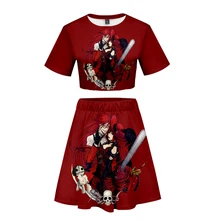 Г., футболка и платье черного цвета с 3D-принтом «дворецкий» с короткими рукавами, костюм высокого качества, повседневный комплект из двух предметов в молодежном стиле