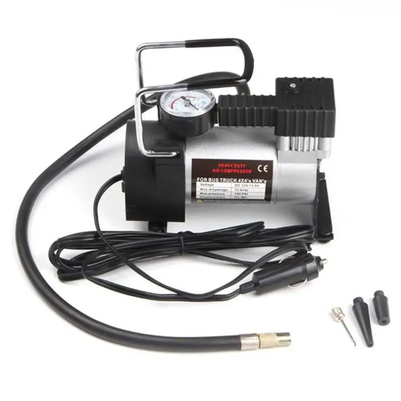 Najtaniej Kompresor samochodowy 12V 150psi Heavy Duty Deluxe przenośny metalowy kompresor powietrza samochód do nadmuchiwania opon Auto pompa z 3 zestawami adapterów