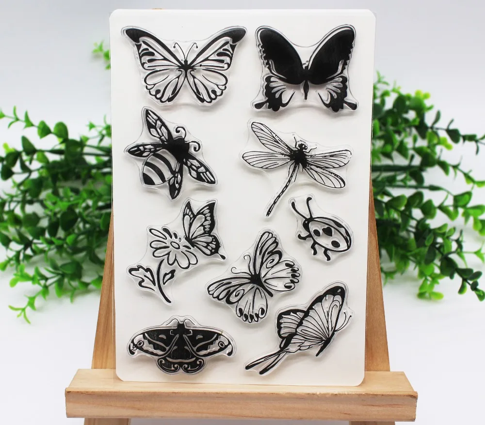 

Butterfly Clear Stamp Or Flower stamp for DIY Scrapbooking/Card Making/Kids Fun Decoration Supplies Silicone Stamp