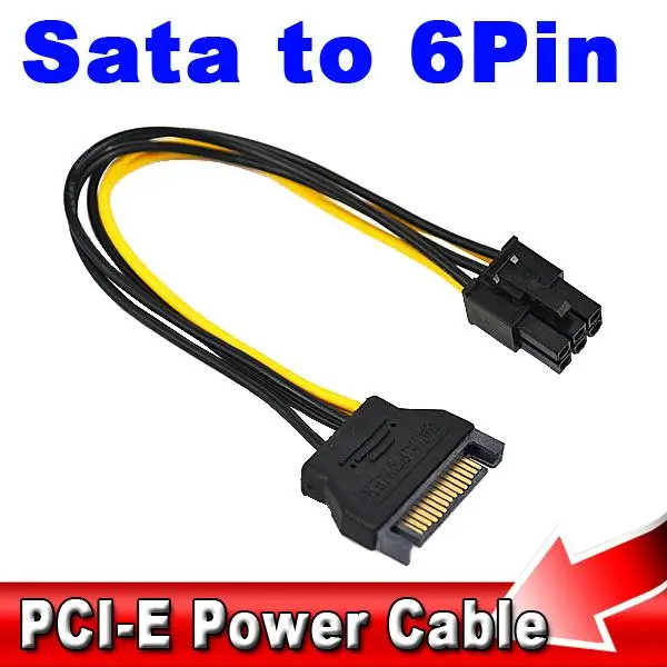 

kebidu SATA Power to 6pin Express Adapter Cable 15pin 20CM PCIe PCI-e PCI for Video Card