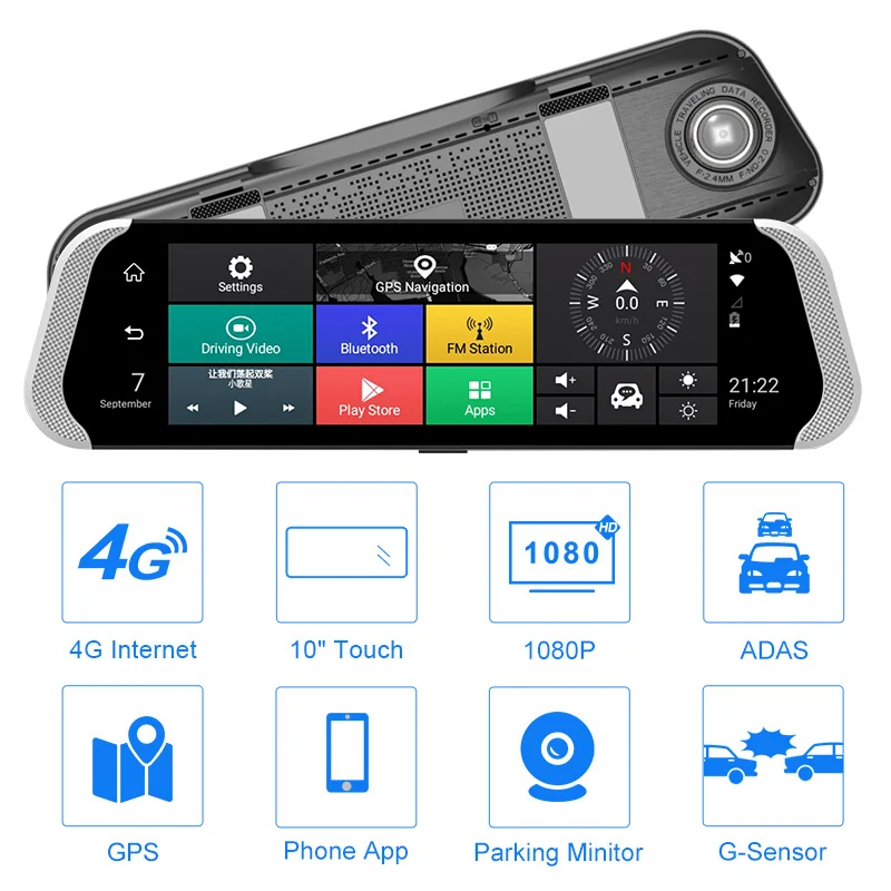 Зеркало заднего вида Anstar 10 &quot 4G DVR Android 5 1 1080P GPS WIFI|Видеорегистраторы| |
