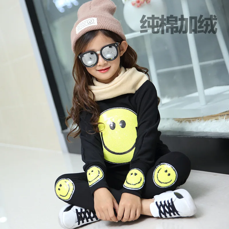 

2016 Time-limited Children's Clothes Han Edition Cuhk Smiling Face Two-piece Suit Qiu Dong Outfit New Tide Undertakes To Add