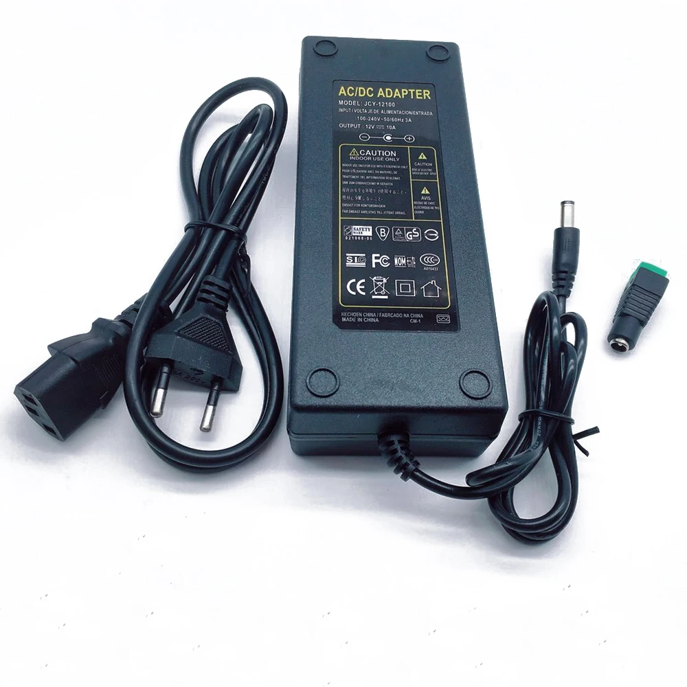 Адаптер питания 12V 10A 10 amp 120W DC EU/US UK AU трансформатор светодиодный