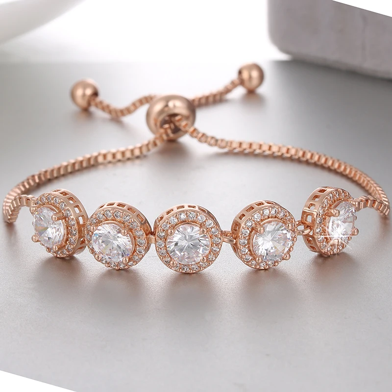 Модные круглые стразы кубического циркония регулируемый браслет цепочка с кристаллами дружбы женские браслеты индийский ювелирный подарок