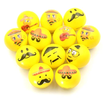 

1PCS PU 6.3cm Hand Wrist Exercise Rubber Toy Balls Face Print Sponge Foam Ball Squeeze Stress Ball Relief Toy